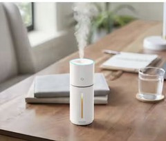 Vissani 10 Oz. Portable Cool Mist Humidifier Top Fill Color-Changing Light White