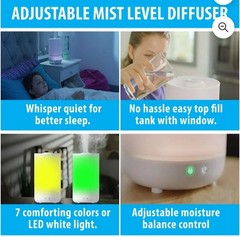 Bell Howell Top Fill Ultrasonic Color Changing Humidifier Cool Mist 1 gal