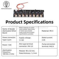 DC 5V 8 Spray Nozzle Humidifier Module Ultrasonic Atomization Drive Board Type C