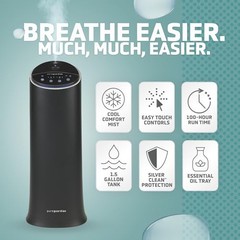 Pure Guardian Ultrasonic Cool Mist Humidifier 100 Hour 1.5 Gal