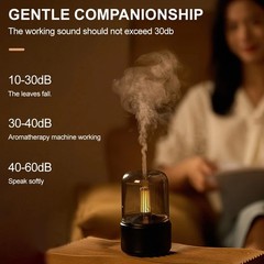 Black Vintage Style USB Plug In Candlelight Aroma Diffuser Humidifier 120ml