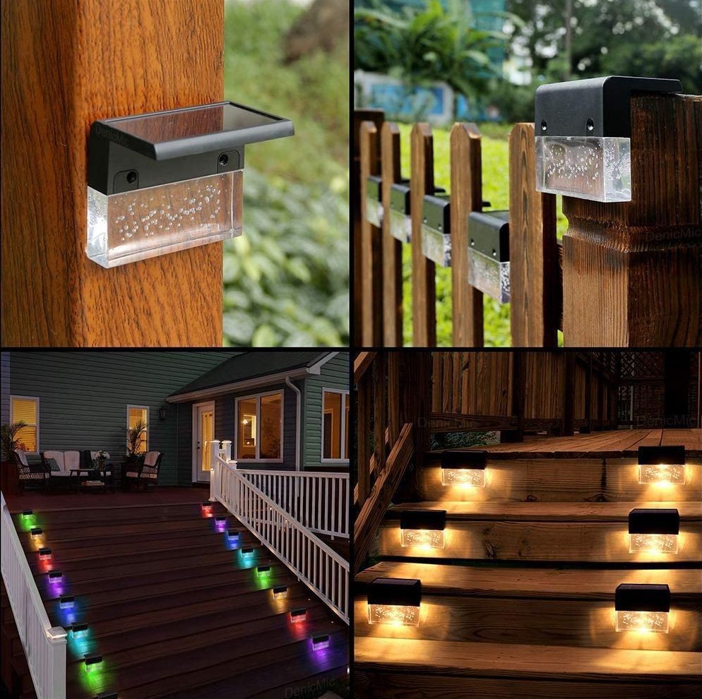 Waterproof RGB LED Solar Step Fence Light Outdoor Garden Deck Wall Path Lamp