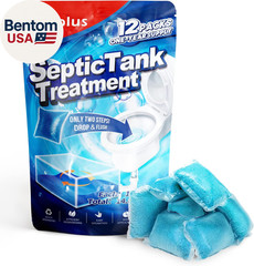 Septic Tank Treatment 12 Pcs for 1-Year Supply, Dissolvable Packs with Easy Oper