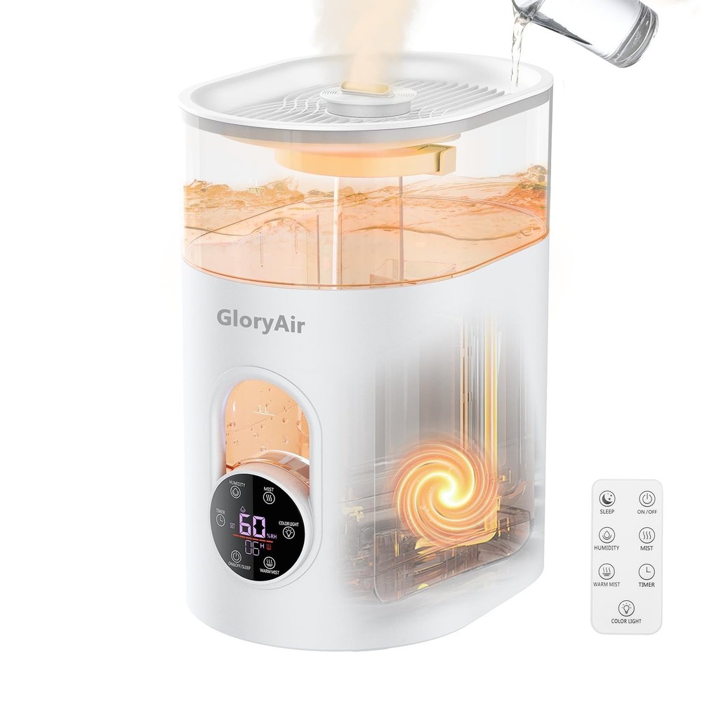 “6L Top Fill Cool & Warm Mist Humidifier for Large Rooms – Quiet, Smart Control,