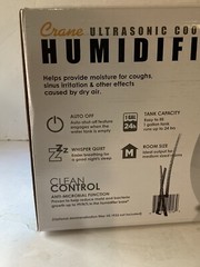 Humidifier 1 Gal. Drop Ultrasonic Cool Mist Variable Speed Tabletop in Grey