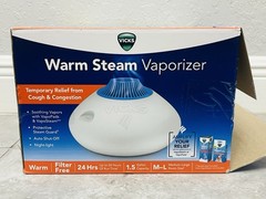 Vicks Warm Steam Vaporizer 1.5 Gallon Filter Free Night-Light Open Box