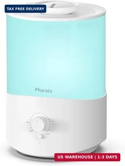 Pharata Humidifiers for Bedroom Large Room, 2.5L Cool Mist Humidifier with Essen