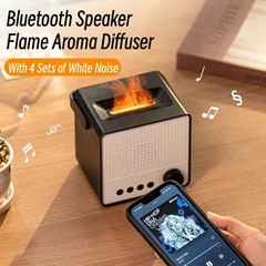 120ml Humidifier Aroma Diffuser Flame Simulation Bluetooth speaker 7 Color Night