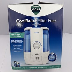 Vicks CoolRelief Filter-Free Cool Mist Tabletop Humidifier 1.2 Gal White/Blue