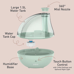 Pure Enrichment Purebaby Ultrasonic Cool Mist Humidifier & Soft Glow Night Light