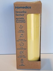 Homedics Breathe Better Portable Ultrasonic Humidifier USB Powered, Yellow