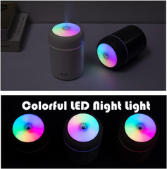 Portable Mini Humidifier, 300Ml with Colorful LED Night Light, USB Personal Desk