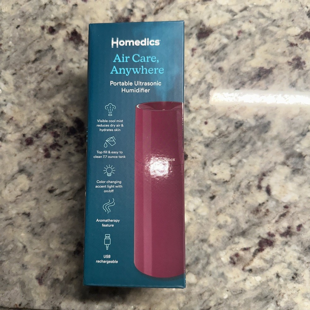 Homedics Portable Ultrasonic Humidifier with Night-Light and Aromatherapy