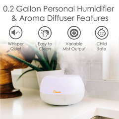 0.2 Gal. 2-In-1 Ultrasonic Cool Mist Humidifer & Aroma Diffuser for Small Rooms