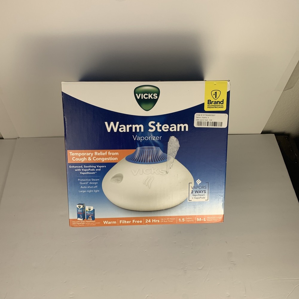 Vicks Warm Steam Vaporizer Humidifier With Night Light – 1.5 Gallon Capacity