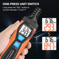 Temperature Humidity Meter, High Precision Hygrometer, Dual Display, Ambient Dew