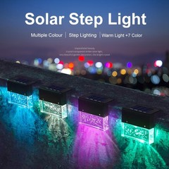 Waterproof RGB LED Solar Step Fence Light Outdoor Garden Deck Wall Path Lamp