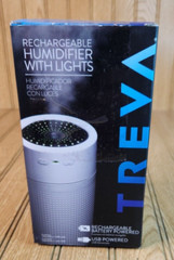 Treva Portable Cool Mist Mini Humidifier w/ Colored LED Lights, USB Rechargeable