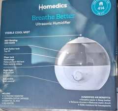 HoMedics Breathe Better Ultrasonic Cool Mist Humidifier 0.63 gal, 360° Nozzle