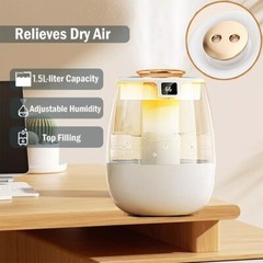 1.5L Quiet Ultrasonic Humidifier 2-in-1 Diffuser Cool Mist Maker Whole House