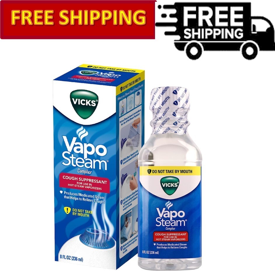 Vicks VapoSteam Medicated Liquid with Camphor, a Cough Suppressant, 8 Oz – VapoS