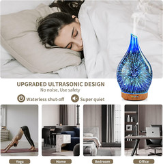 Oil Diffuser 3D Glass Aromatherapy Ultrasonic Humidifier, Air Refresh Auto Shut-