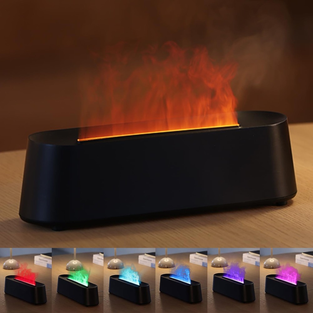 YALEDI Essential Oil Diffuser, Fireplace Flame 10.7 x 3.03 x 3.11 in, Black