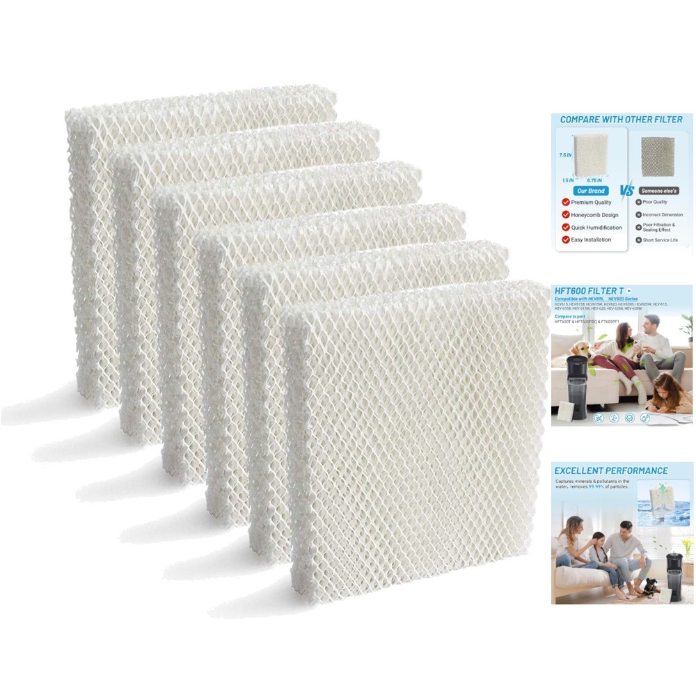 Optimal 6 Pack Humidifier Wicking Filters T for Honeywell – Long Life Operation