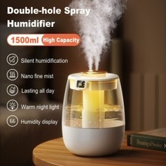 1Pc 1.5L Air Humidifier Double Spray Port Essential Oil Aromatherapy Humidifier