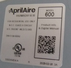 Aprilaire 600M Whole house bypass humidifier – 6 parts only