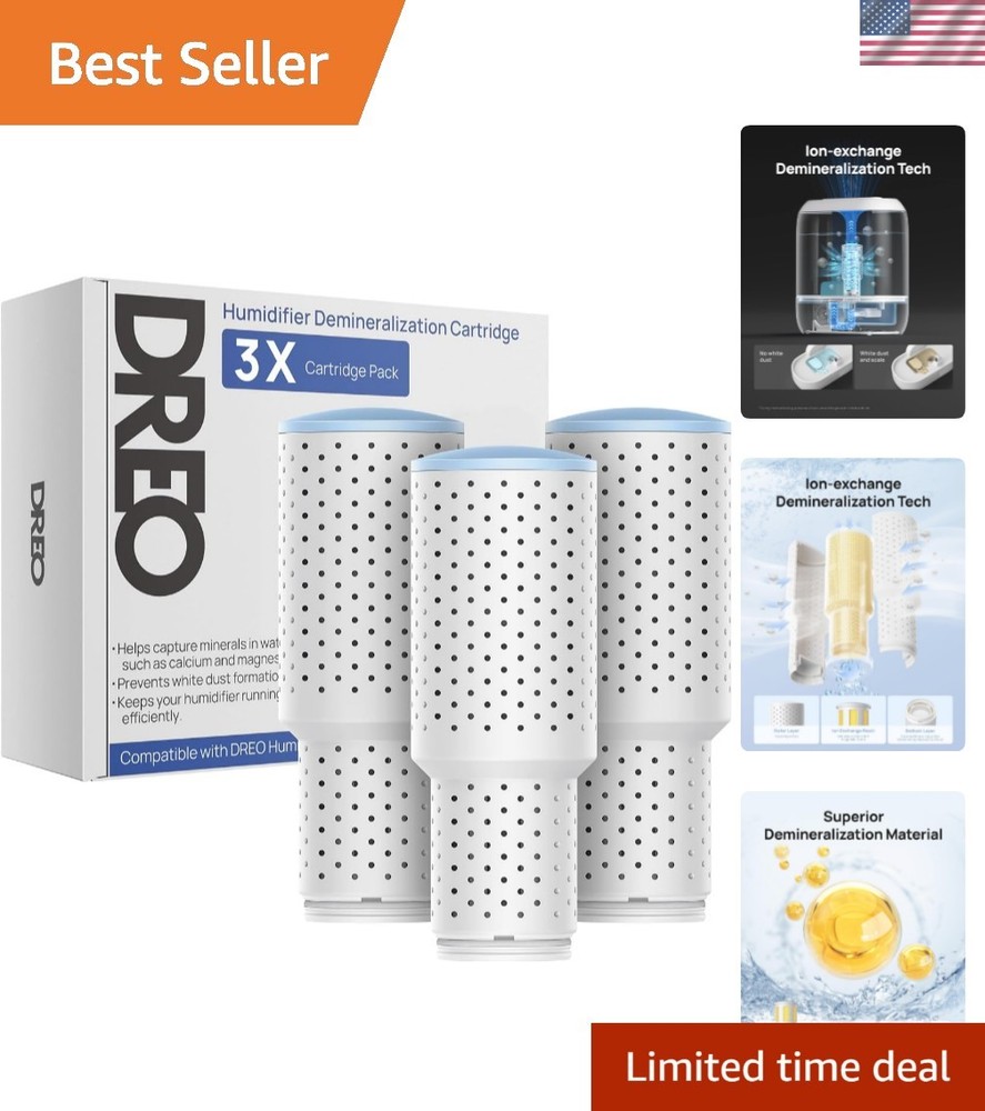Demineralization Cartridge 3-Pack for Humidifiers, Compatible with Humidifier…