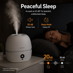 3L Top Fill Humidifier for Bedroom Whisper Quiet Cool Mist Remote Control Night
