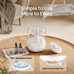 Humidifiers for Bedroom, 3L Top Fill 30H & 26Db Quiet Runtime for Large Room, Co