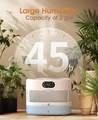 Ultra-Quiet Reusable Wick Humidifier for Large Rooms, 3 Speeds & Auto Shut Off