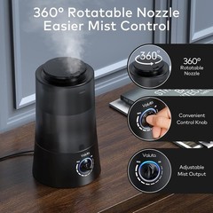 4L Cool Mist Ultrasonic Humidifier & Oil Diffuser – Whisper Quiet for Baby