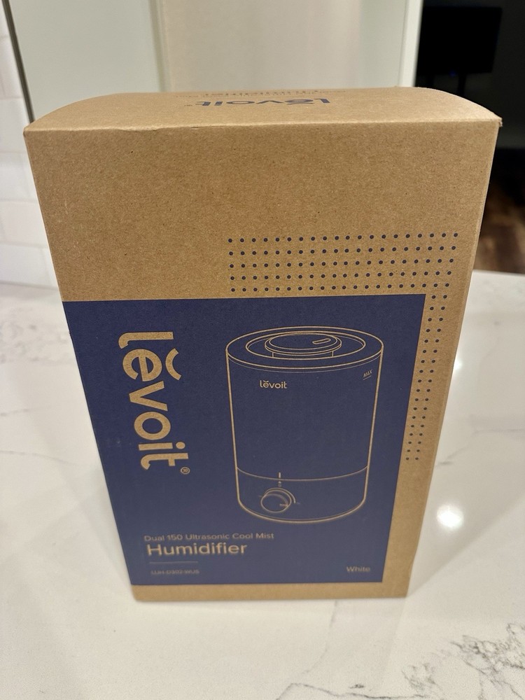Levoit Dual 150 Ultrasonic Tabletop Humidifier Diffuser Quiet Top-Fill White 3L