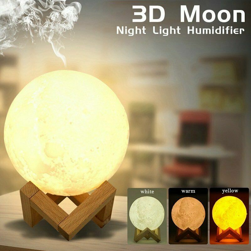 Air Humidifier 3D Moon Lamp Night light Aroma Diffuser USB Home Purifier 880ml