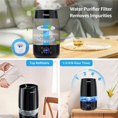 ITdodo Humidifier for Room, 4.5L Top Fill for Home, 40H Runtime, Quiet