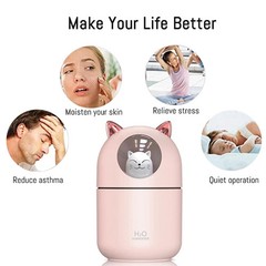 Mini 300ML USB Cat Humidifier Aroma Oil Diffuser Ultra Silent Household Bedroom