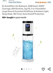 8L Humidifiers for Bedroom, 30dB Quiet, 500ft² Coverage, 60H Runtime, Top Fill