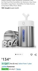 Feekaa Stainless Steel Humidifier 4L Cool Mist Easy Clean Large Room 500 Sq Ft