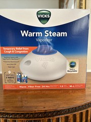 VICKS WARM STEAM VAPORIZER HUMIDIFIER W/NIGHT LIGHT 1.5 GAL M-L ROOM SIZE