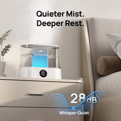1.06 Gal. Smart Cool Mist Humidifier for Large Room, 40H Runtime, Top-Fill, 28Db