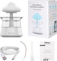 24-Hour Runtime Cloud Rain Humidifier with Touch Control & Waterfall Light