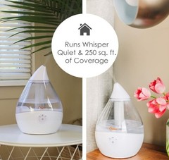 Crane Ultrasonic Teardrop Humidifier for Baby, Cool Mist, 0.5 Gallon, Clear