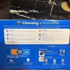 New In Box! Vicks Warm Mist Humidifier VWM845V2 1 Gallon Filterless White Blue