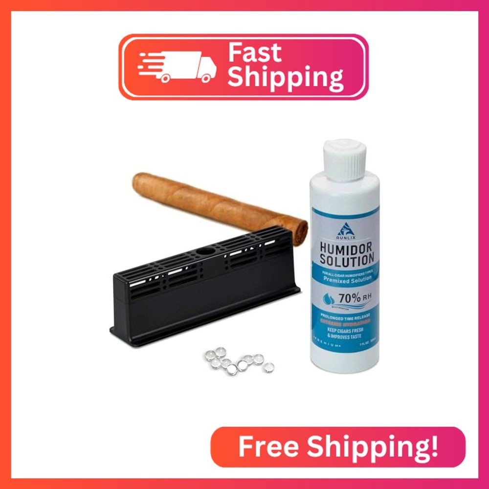 Aunlix Cigar Humidor Humidifier Set, 3-way Humidification System, Keep 70% RH, H