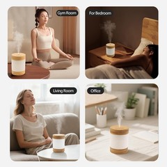 Bamboo Ultrasonic Mini Humidifier, 400ml Quiet Desktop Humidifier with Dual L…