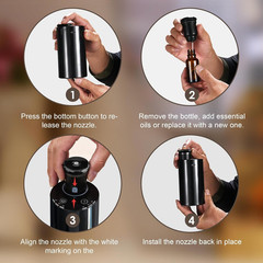 Waterless Essential Oil Diffuser – Cordless Portable Aromatherapy Scent Black