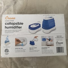 Crane Cool Mist Collapsible Humidifier 1 Gallon Tank New W/ Top Fill Tank